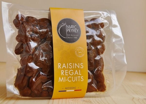 Emballage de raisins mi-cuits de la marque Marc Peyrey.