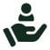 Icon of a hand holding a human figure, symbolizing professional services.
